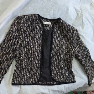 St. John Black and Cream Textured Blazer